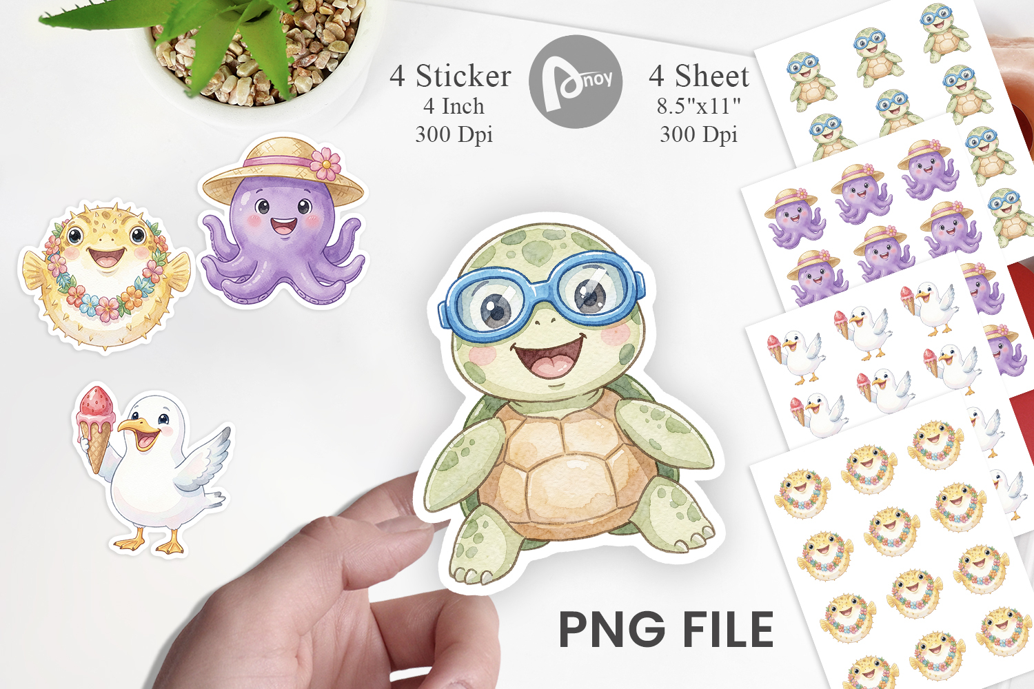 Summer Animals Watercolor Sticker product image 1