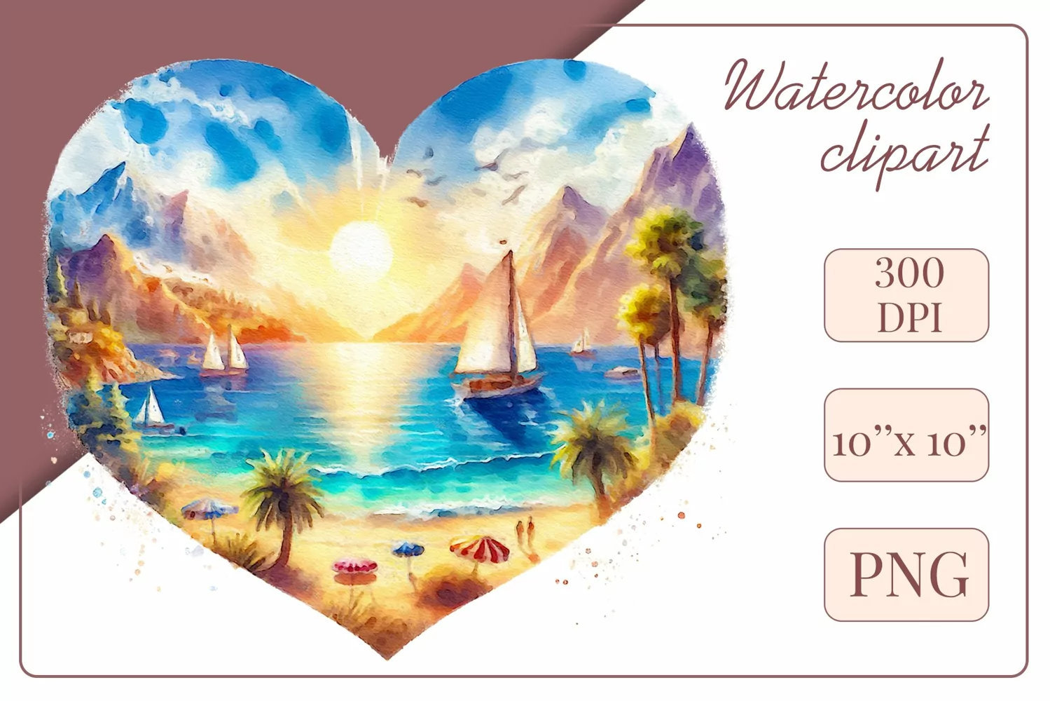 Explore our collection of vibrant watercolor clipart capturing the essence of summer beach relaxation. Perfect for cards, invitations, banners and websites, these designs infuse your projects with freshness, brightness, and joyful vibes.