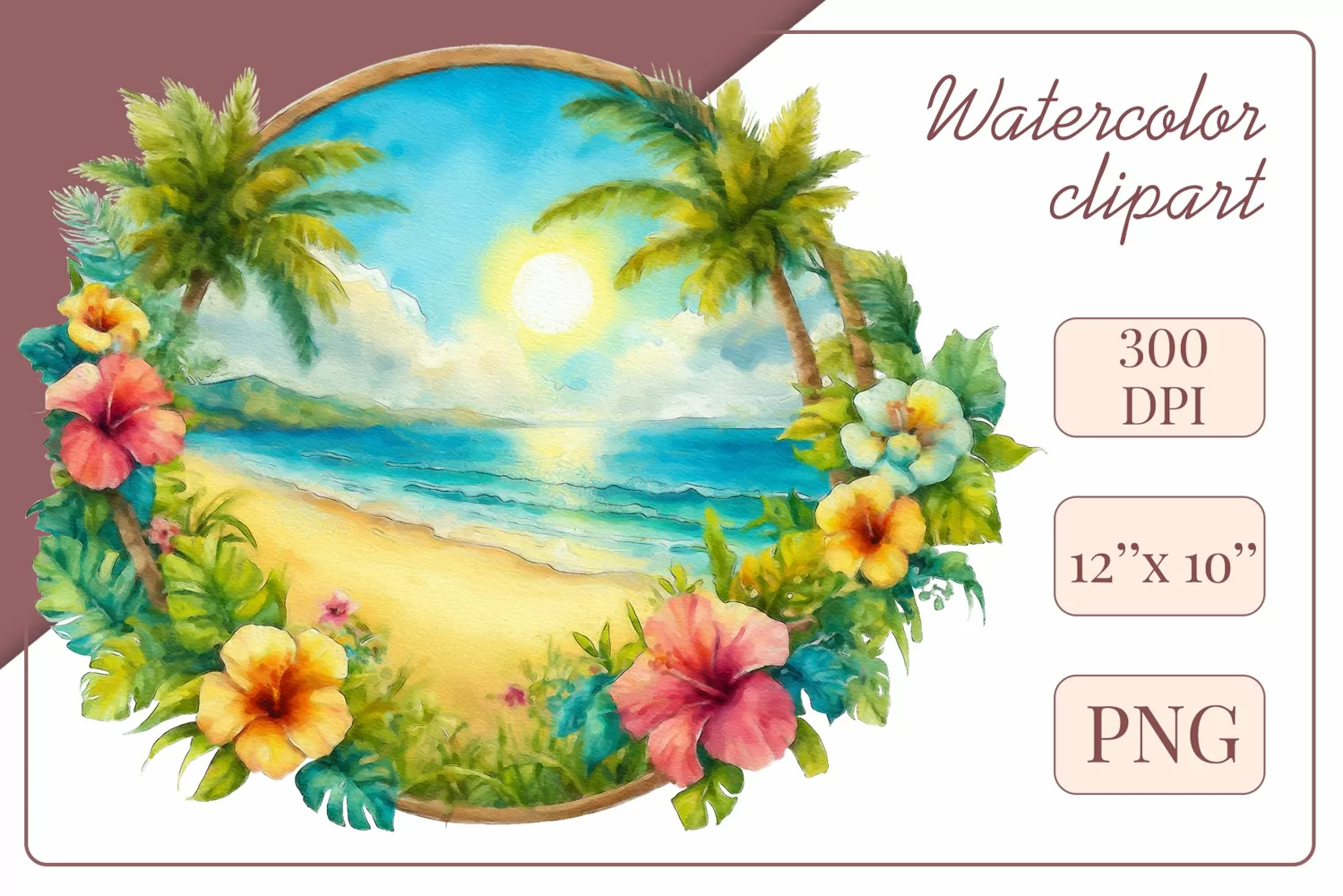 Explore our collection of vibrant watercolor clipart capturing the essence of summer beach relaxation. Perfect for cards, invitations, banners and websites, these designs infuse your projects with freshness, brightness, and joyful vibes.