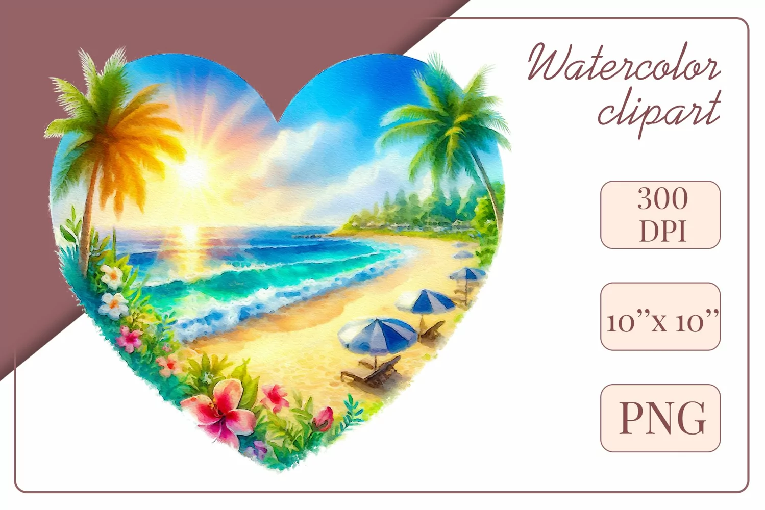 Explore our collection of vibrant watercolor clipart capturing the essence of summer beach relaxation. Perfect for cards, invitations, banners and websites, these designs infuse your projects with freshness, brightness, and joyful vibes.