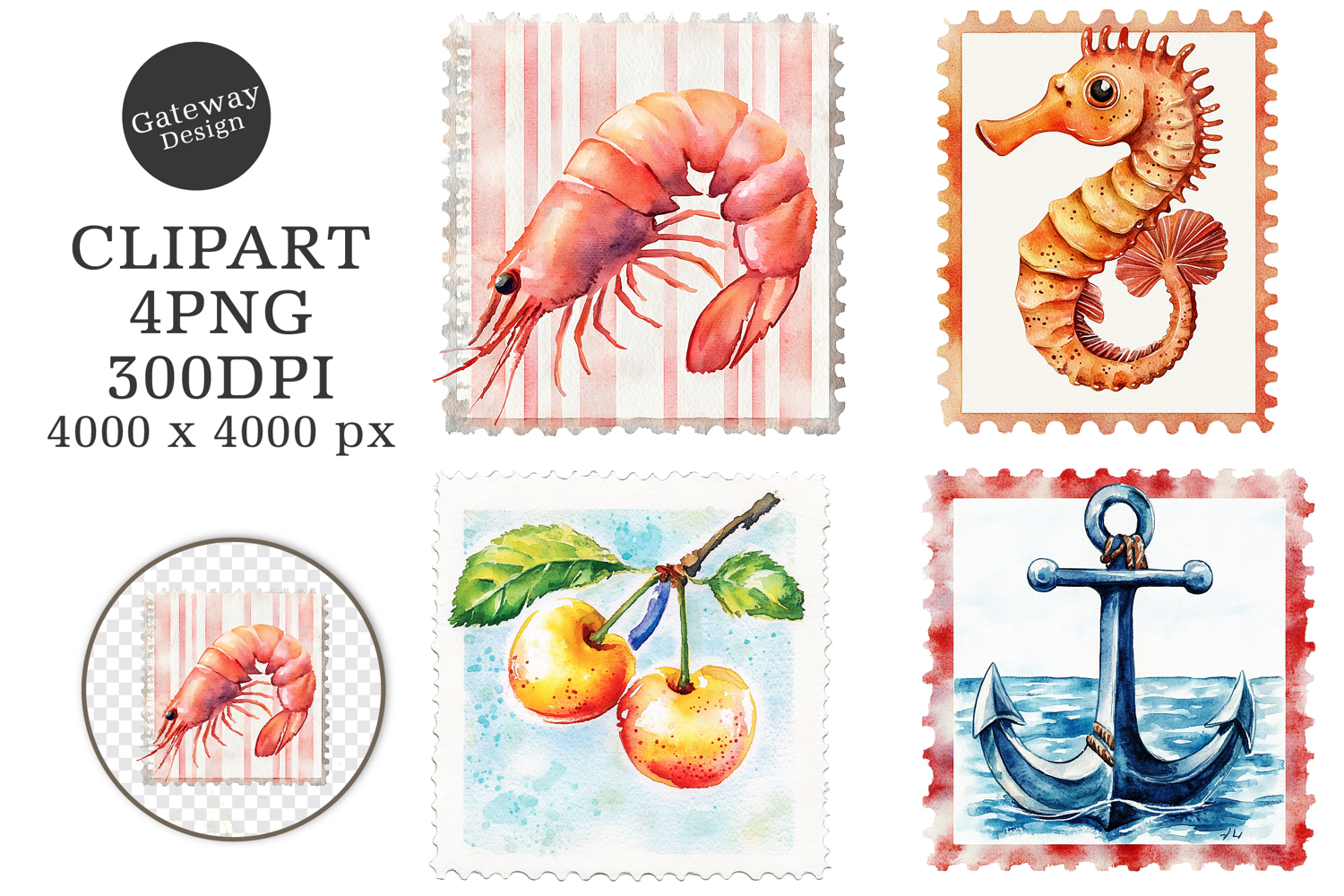 Summer Coastal Postage Clipart product image 1