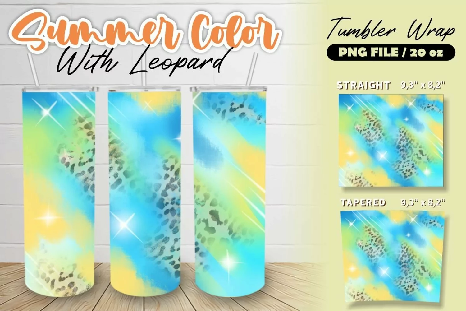 Summer Color with Leopard Texture Tumbler Wrap product image 1