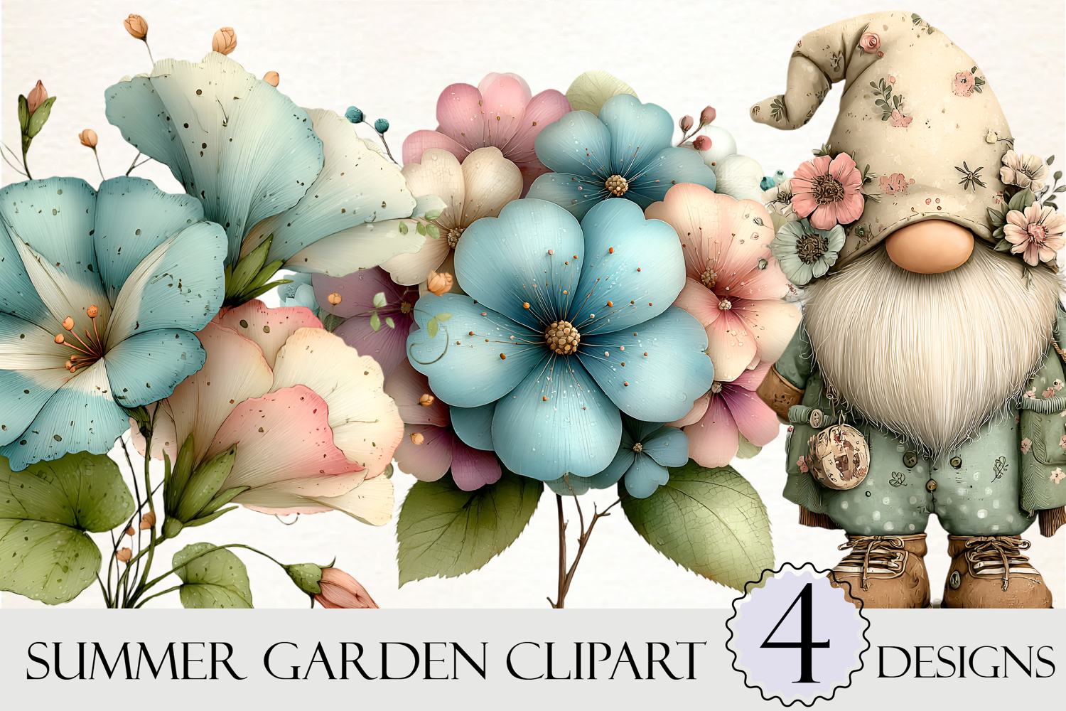 Summer Garden Watercolor Clipart product image 1