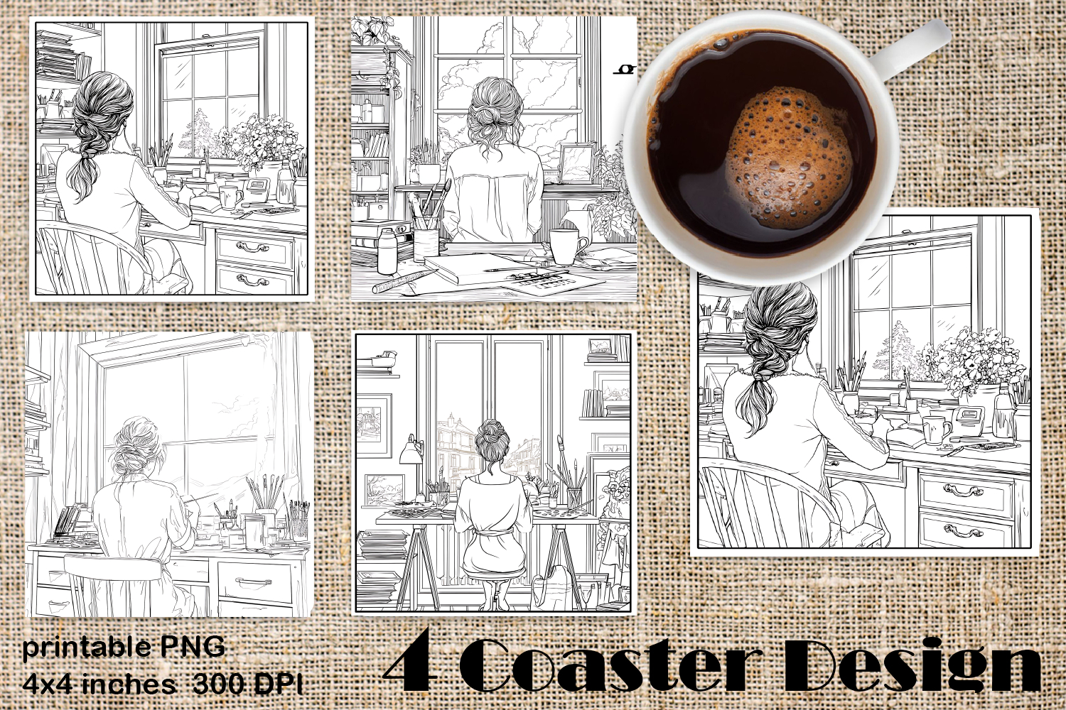 Summer girls Coaster Design |Coloring pages product image 1