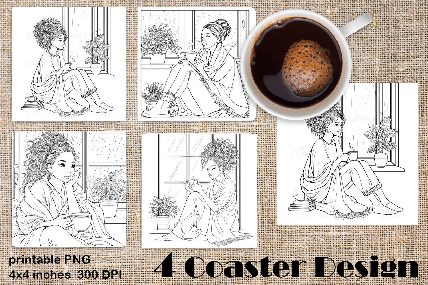 Summer girls Coaster Design |Coloring pages product image 1
