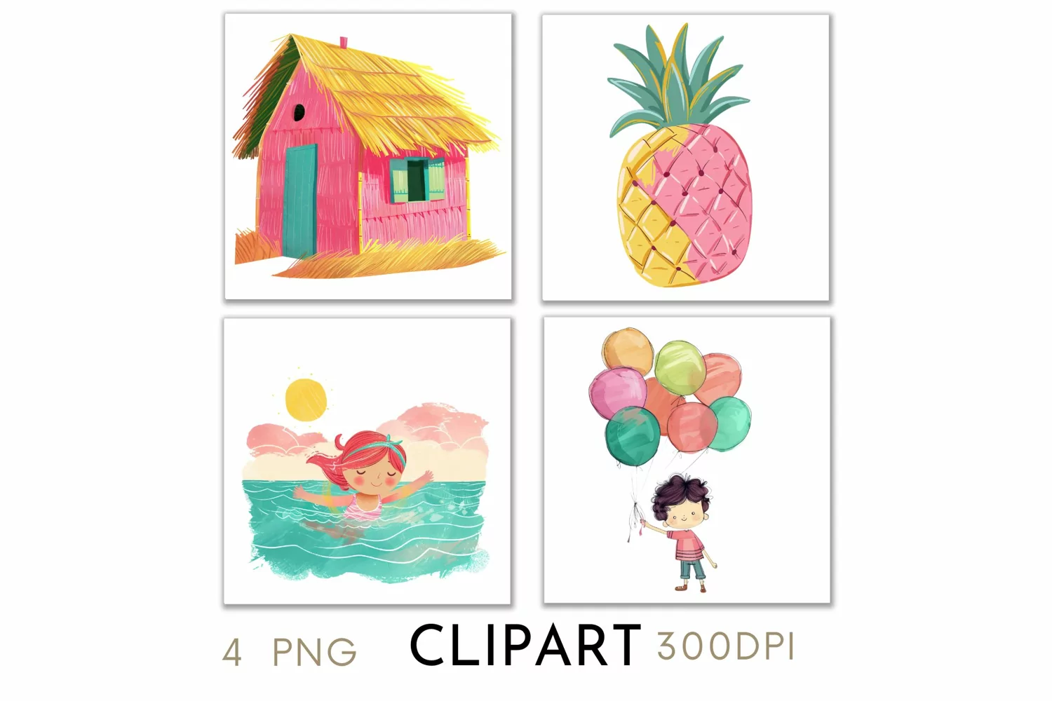 Summer Illustrations Watercolor Clipart PNG