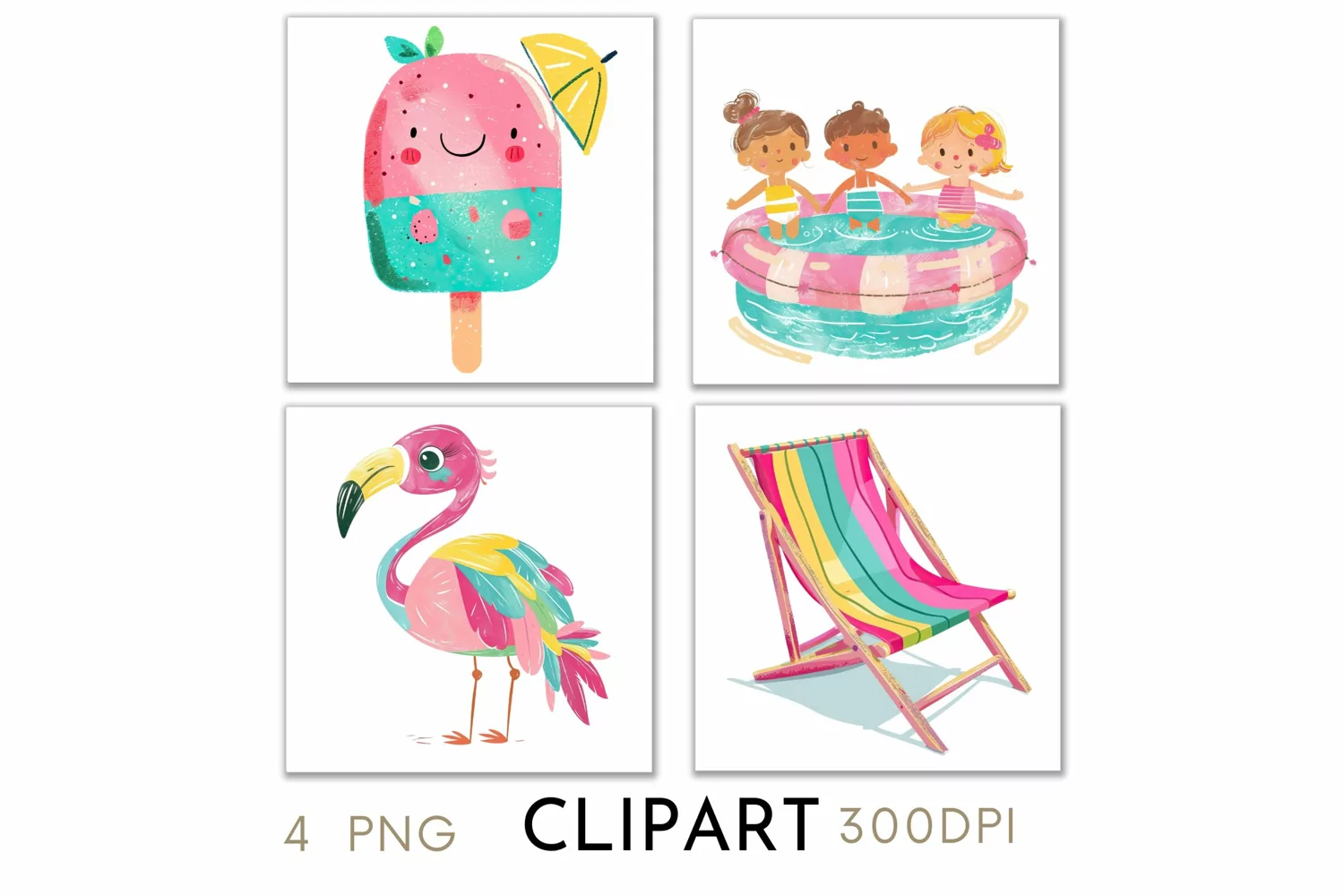 Summer Illustrations Watercolor Clipart PNG