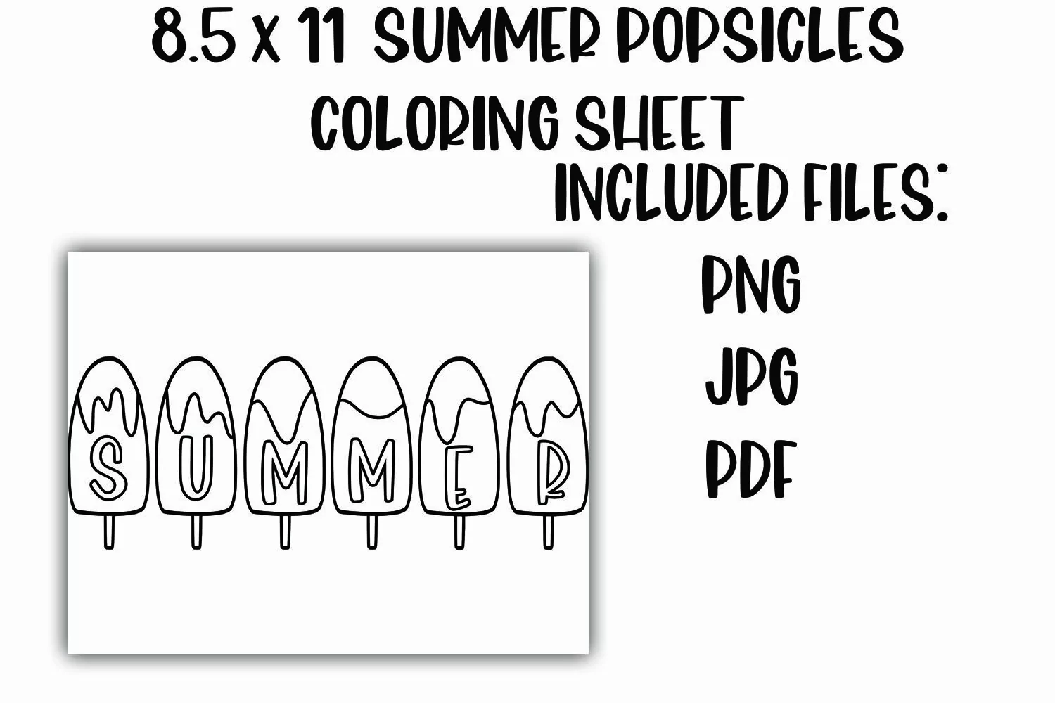 Summer Popsicle Kids Coloring Sheet product image 1