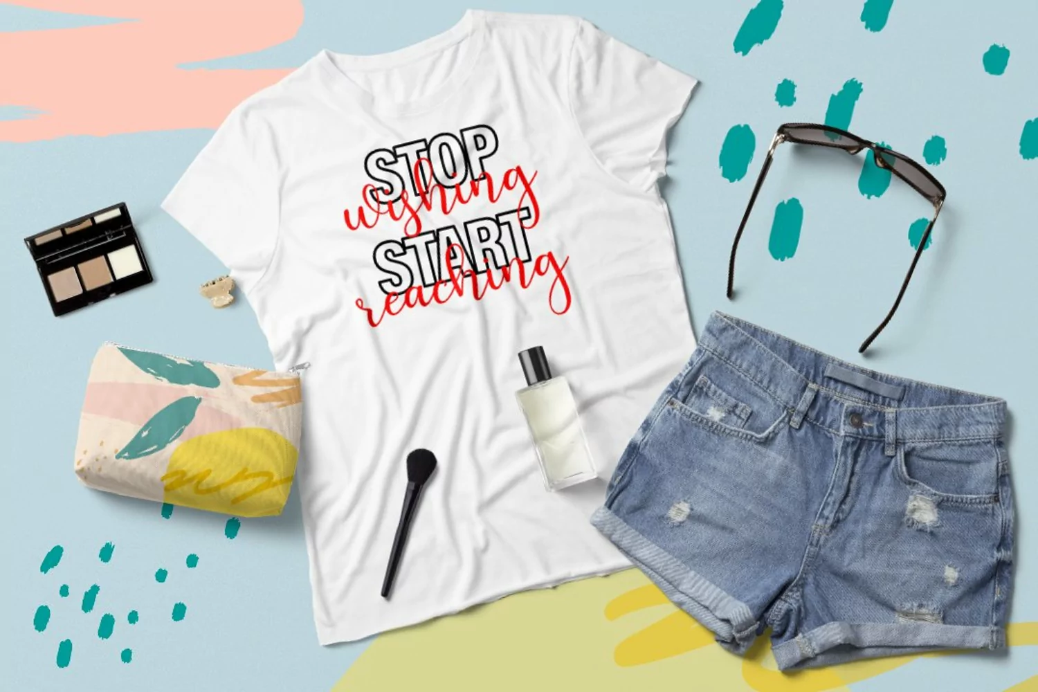 Stop Wishing Start Reaching. Tshirt design with quotes SVG. product image 1