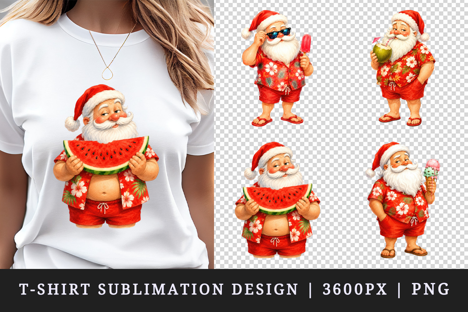 Summer Santa t-shirt printable sublimation design png product image 1