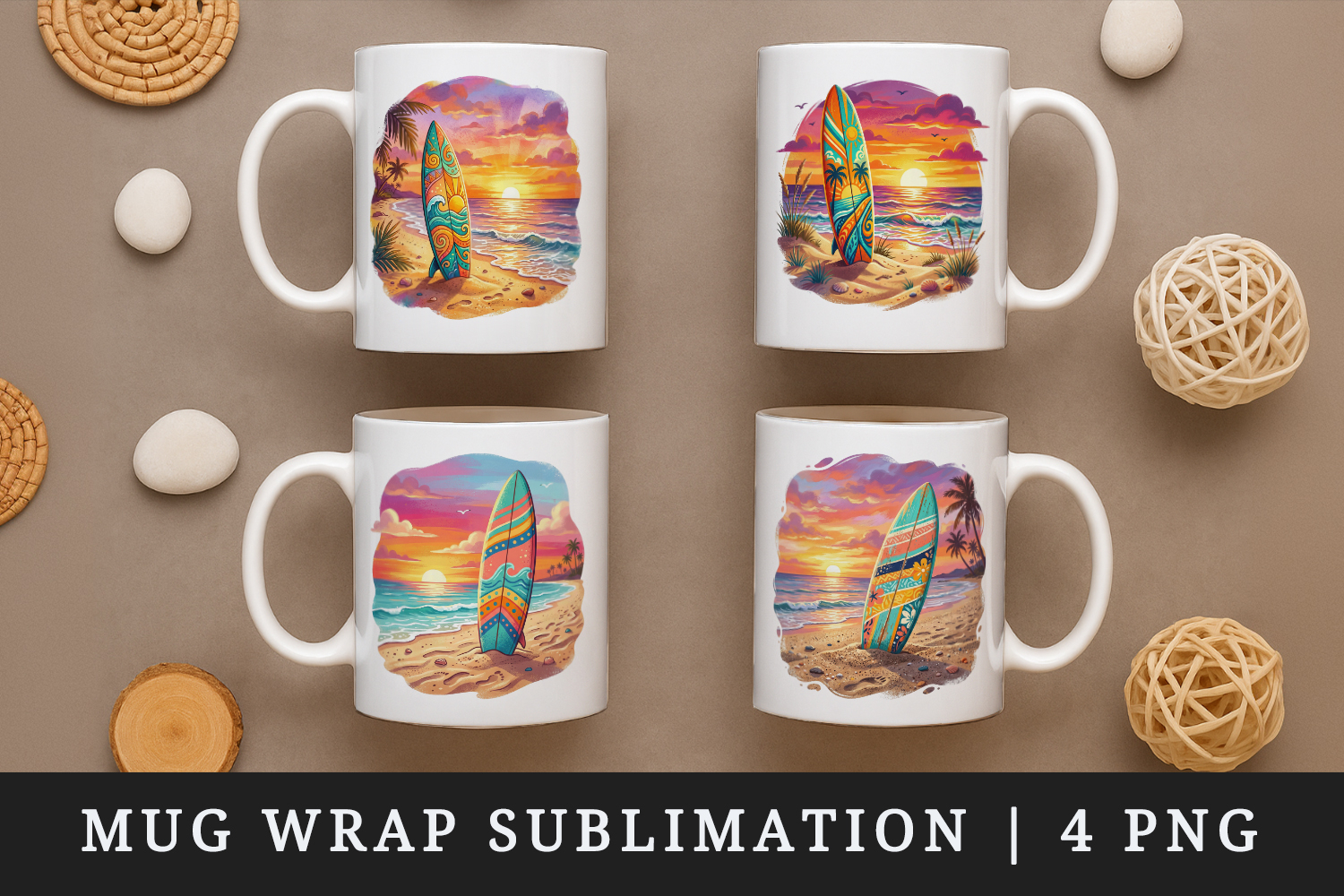 Summer mug wrap printable sublimation design product image 1