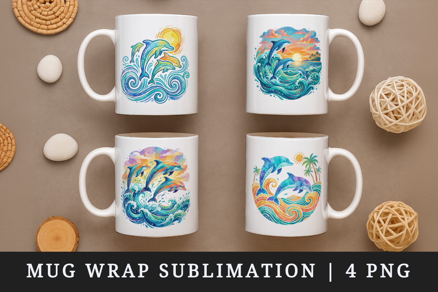 Summer mug wrap printable sublimation design product image 1