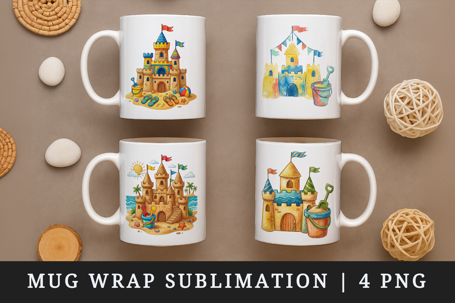 Summer mug wrap printable sublimation design product image 1