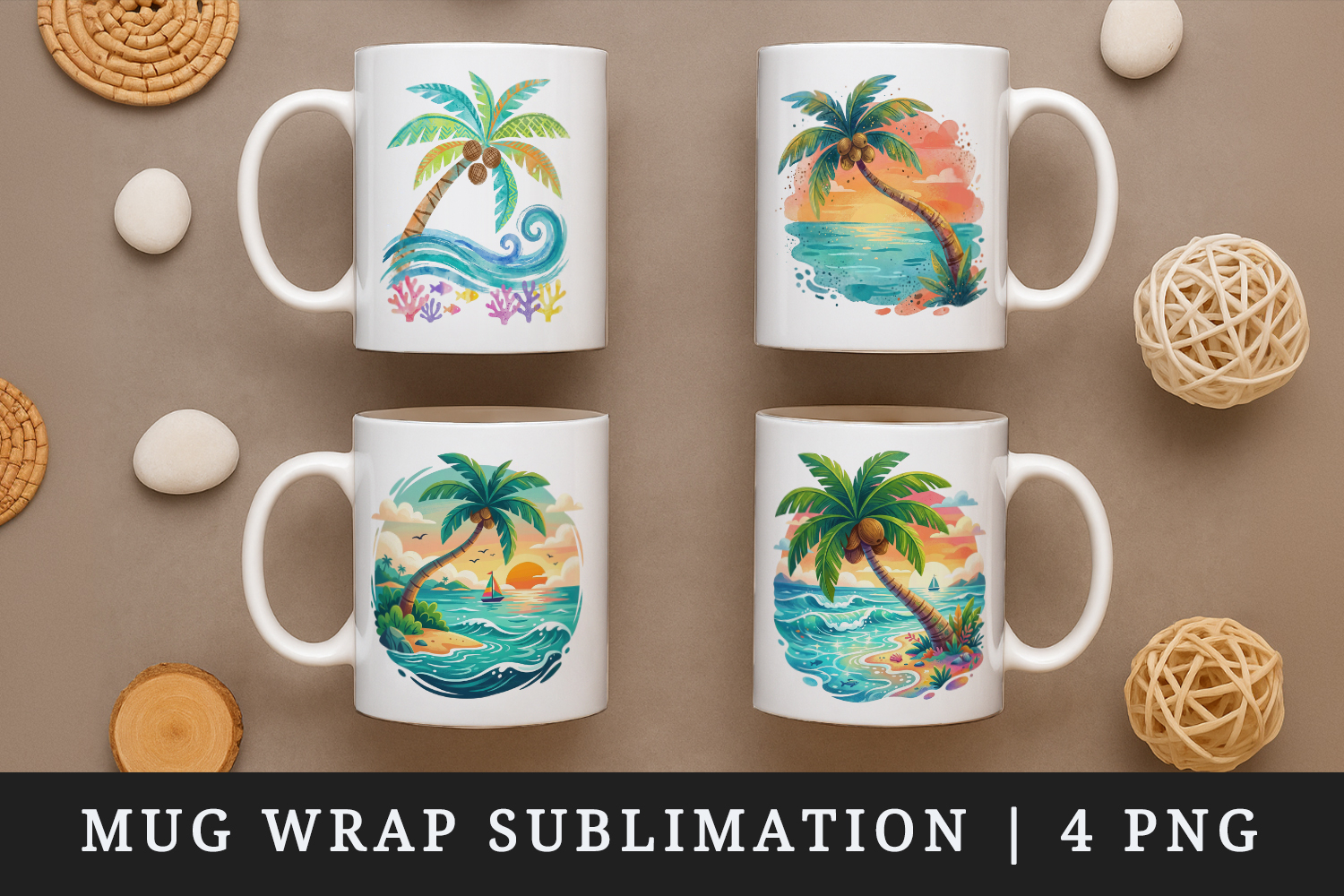 Summer mug wrap printable sublimation design product image 1