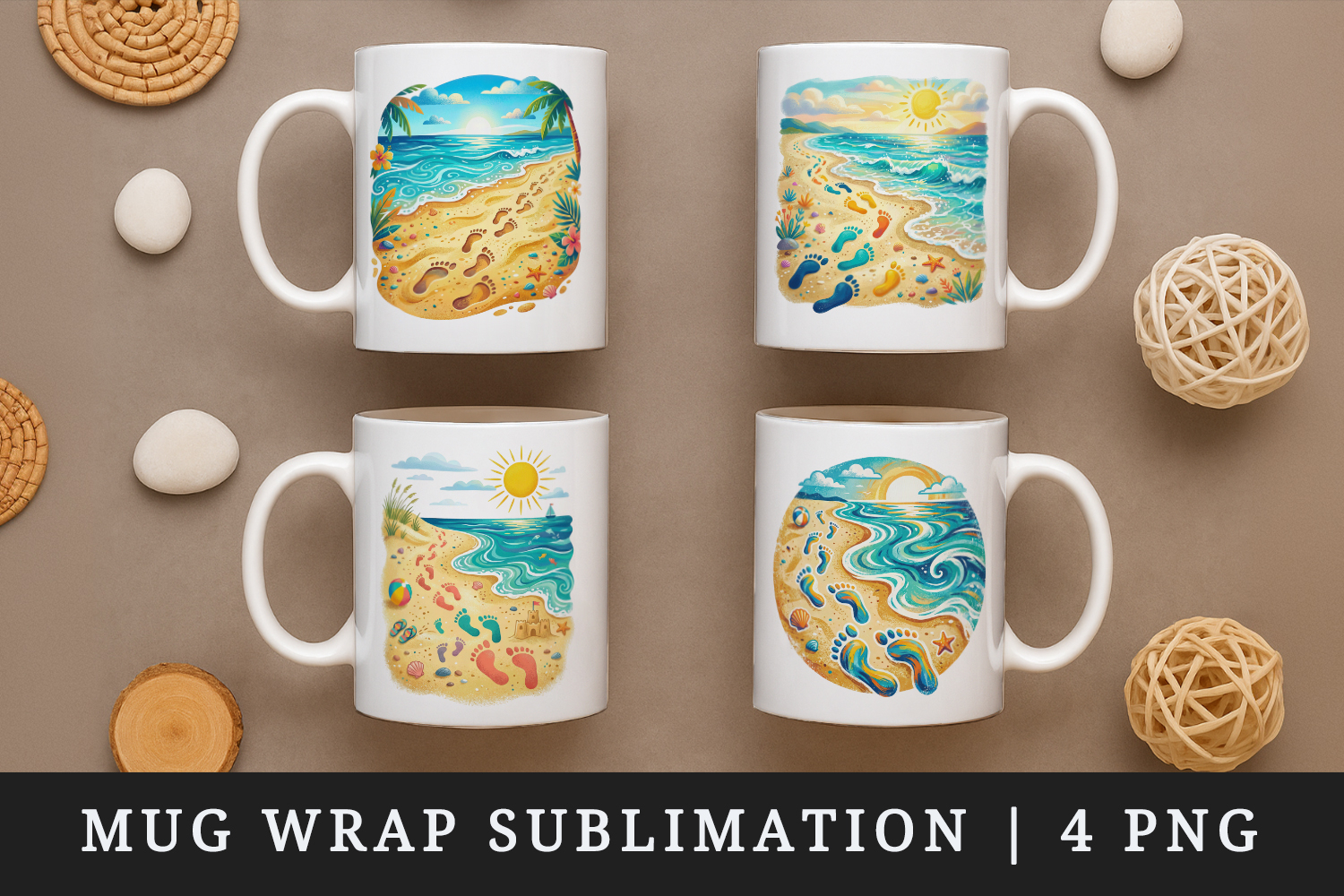 Summer mug wrap printable sublimation design product image 1