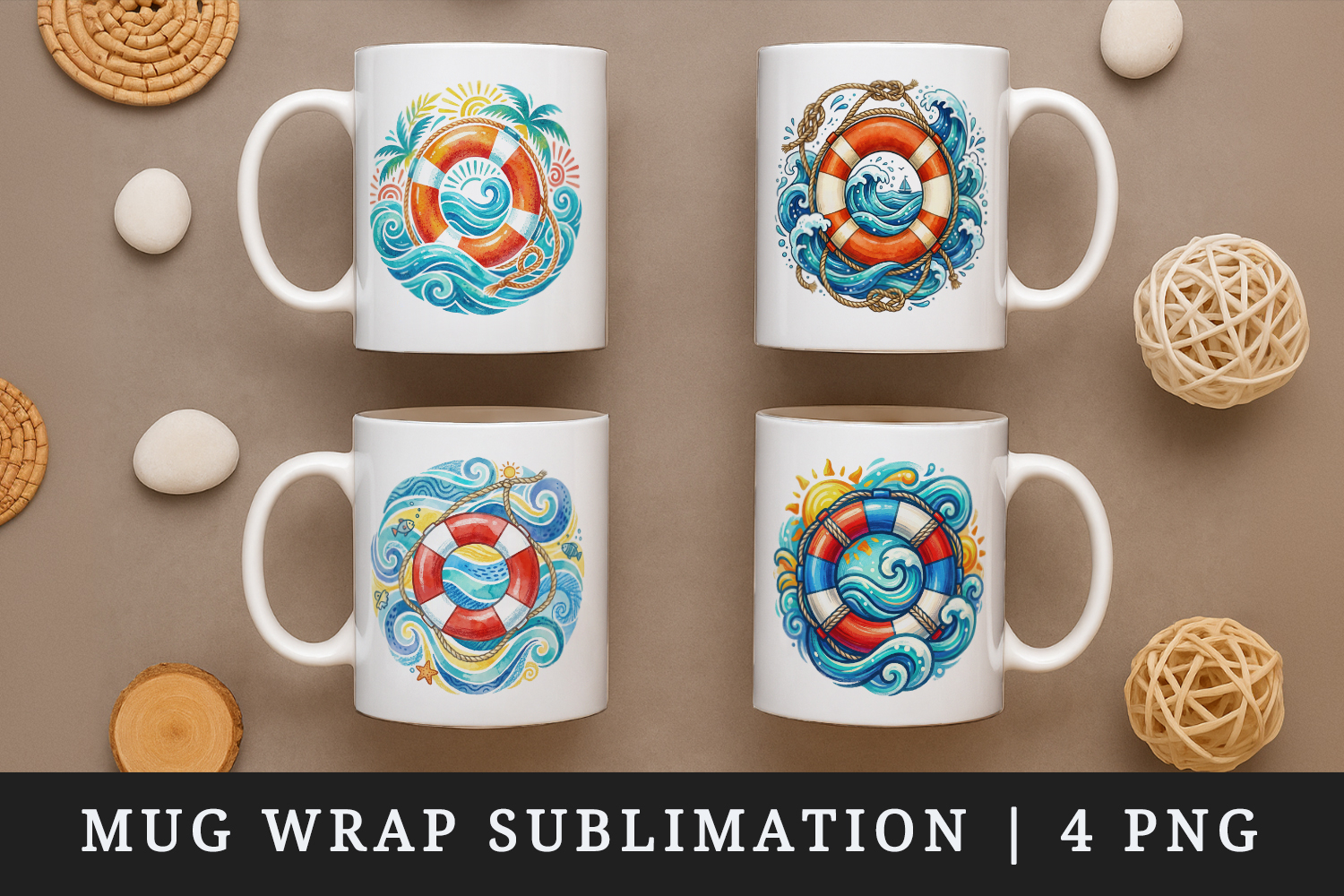 Summer mug wrap printable sublimation design product image 1