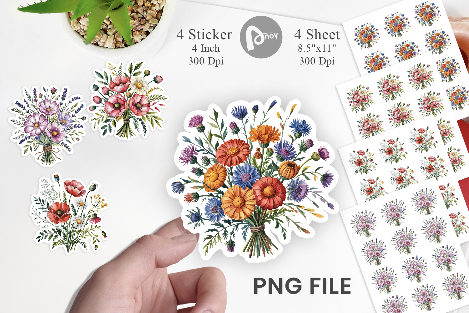 Summer Wildflower Watercolor Sticker product image 1