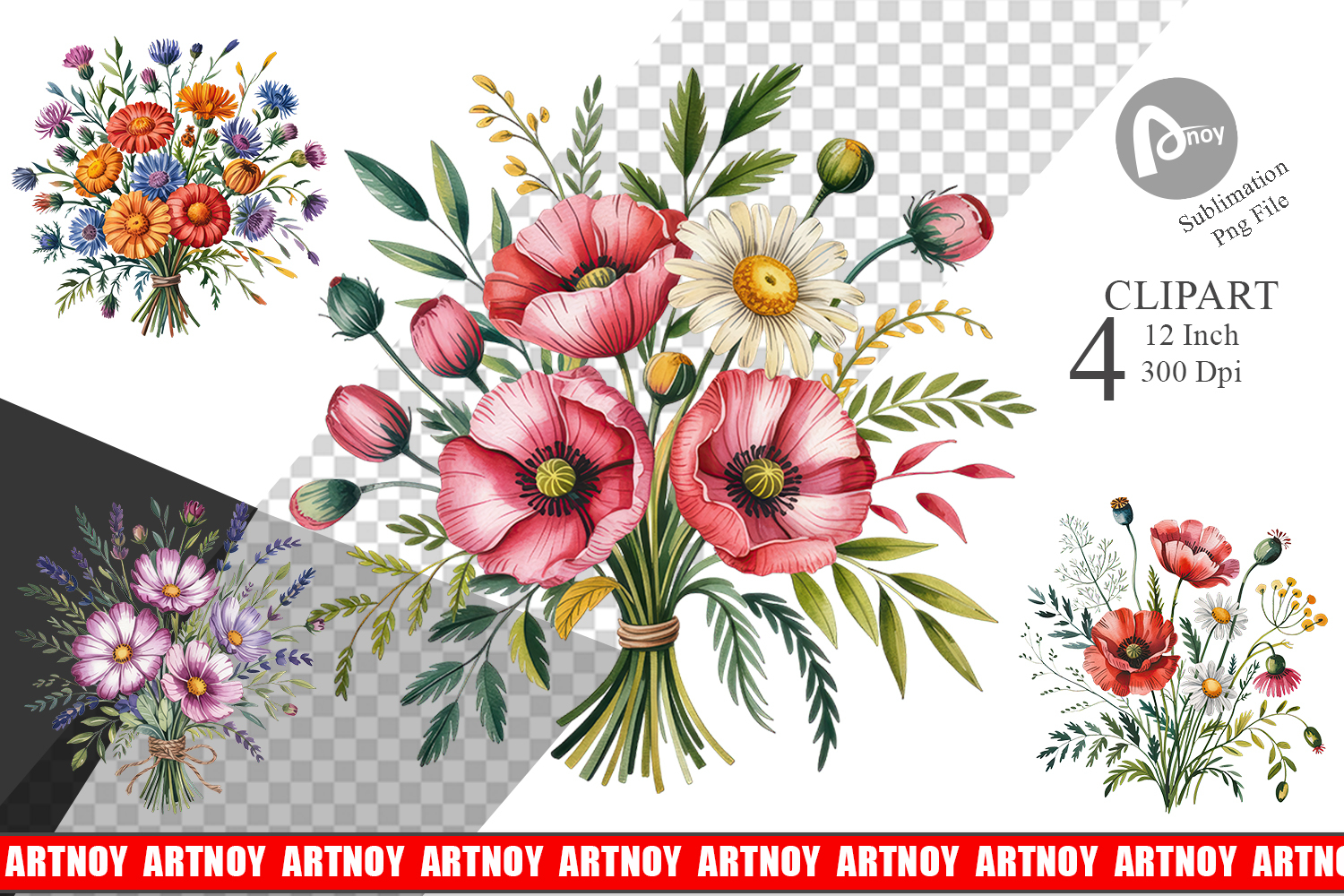 Summer Wildflower Watercolor Clipart product image 1