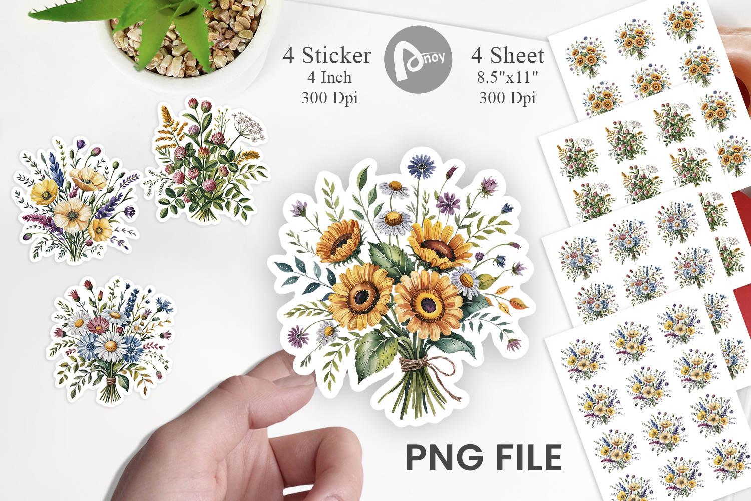 Summer Wildflower Watercolor Sticker product image 1