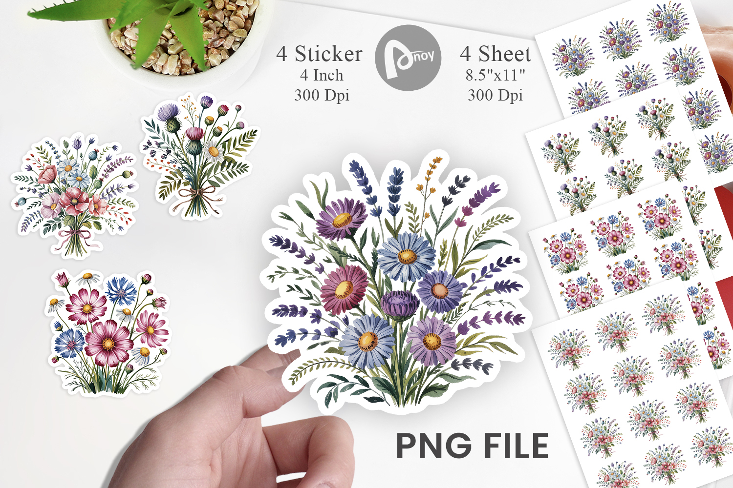 Summer Wildflower Watercolor Sticker product image 1