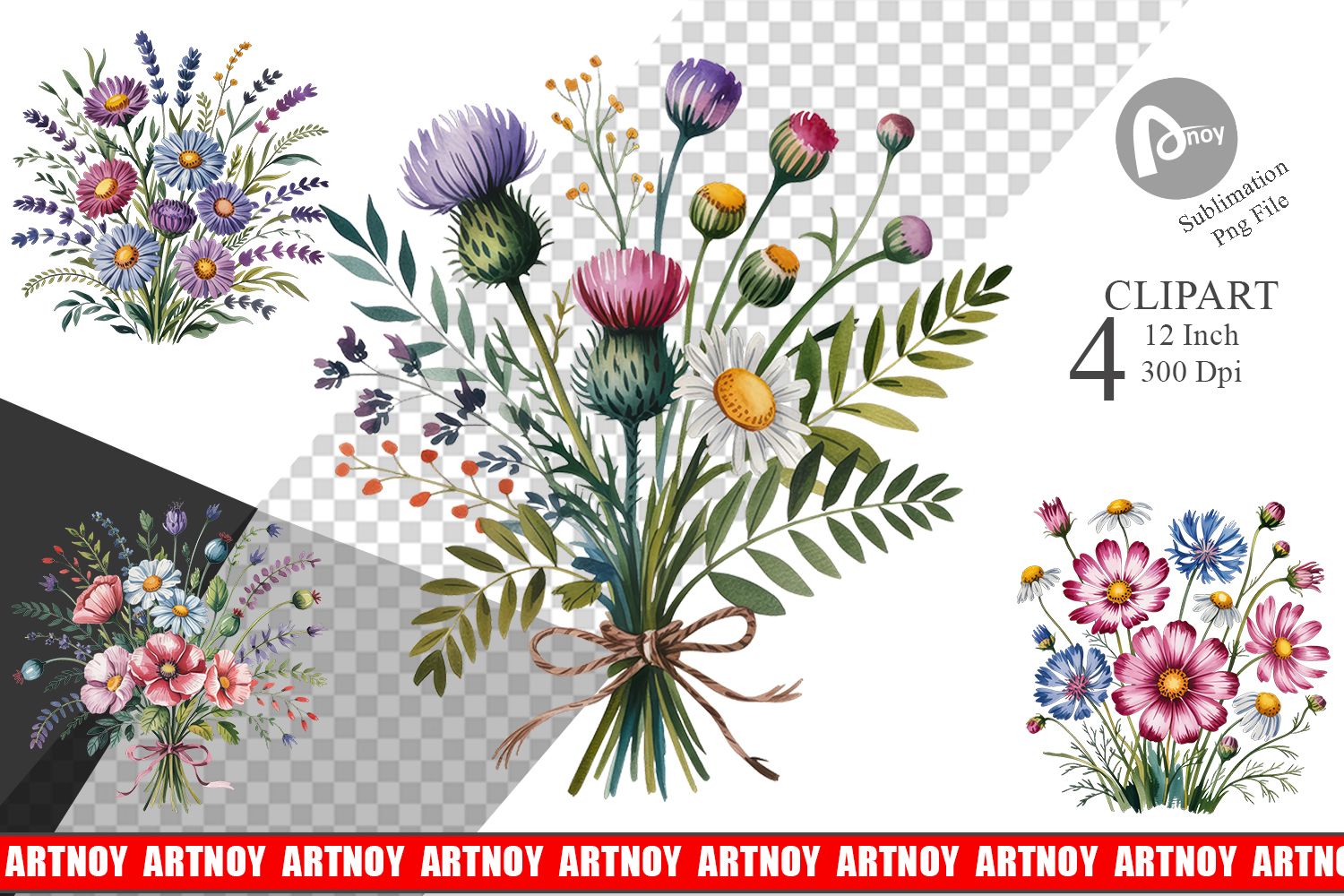 Summer Wildflower Watercolor Clipart product image 1