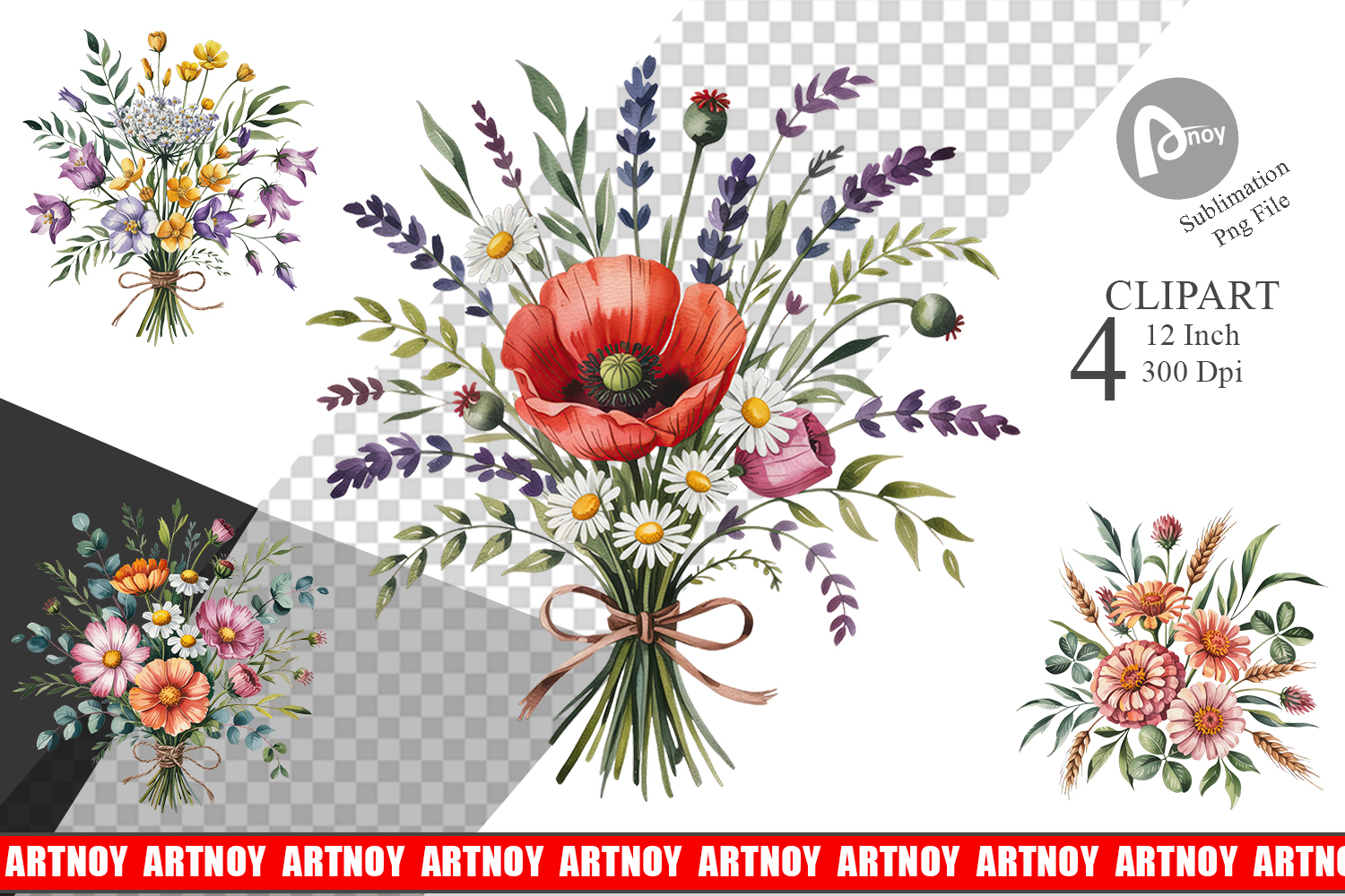 Summer Wildflower Watercolor Clipart product image 1