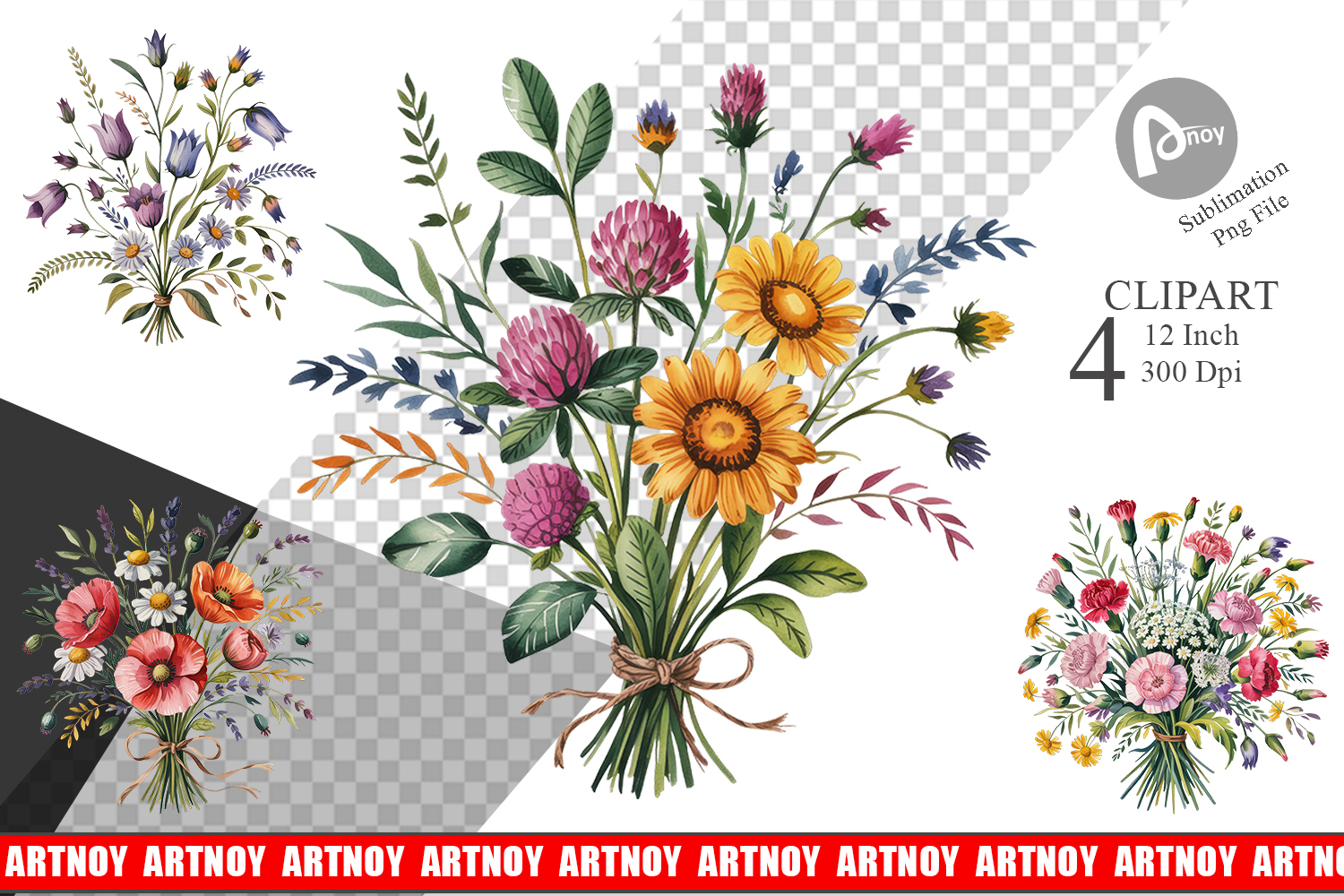 Summer Wildflower Watercolor Clipart product image 1
