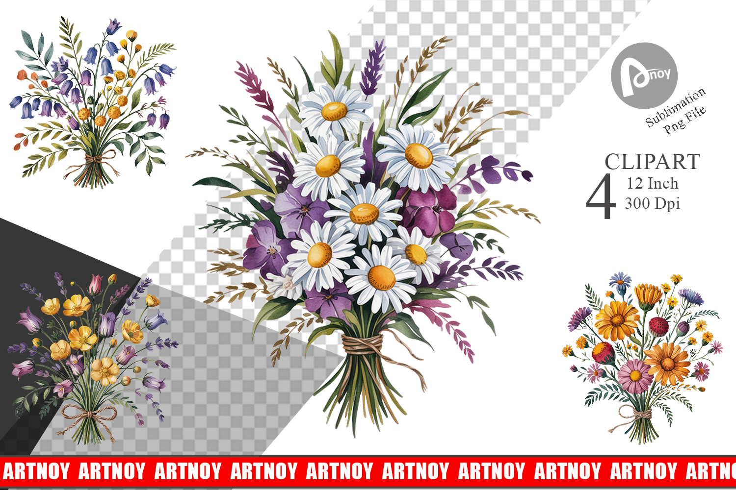 Summer Wildflower Watercolor Clipart product image 1