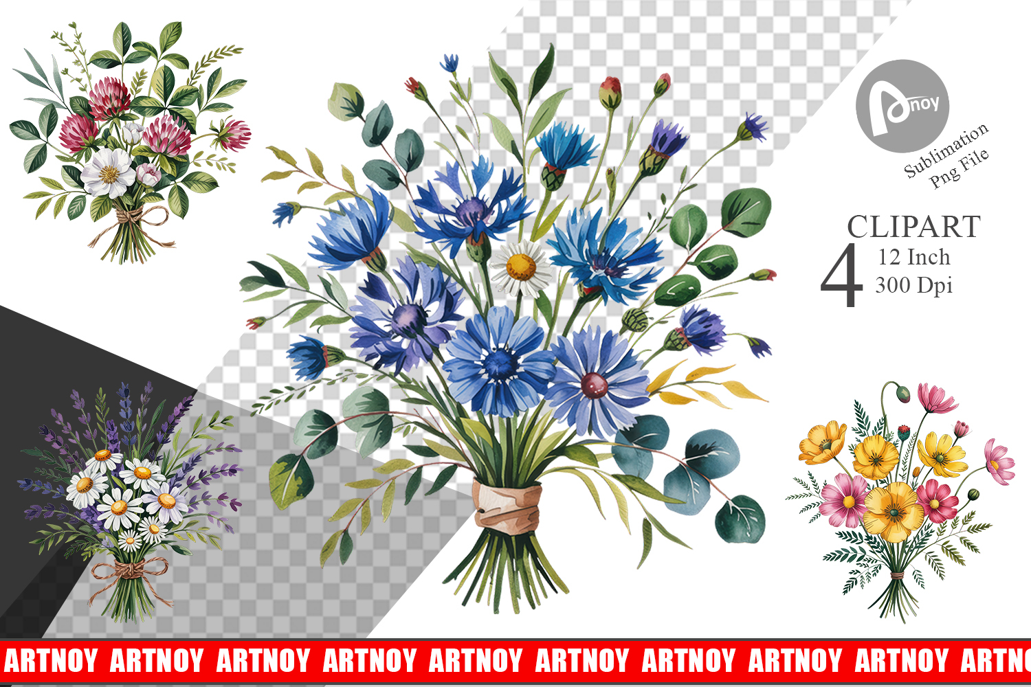 Summer Wildflower Watercolor Clipart product image 1