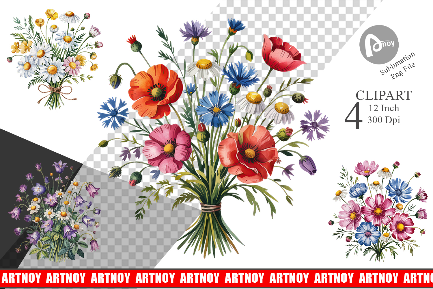 Summer Wildflower Watercolor Clipart product image 1