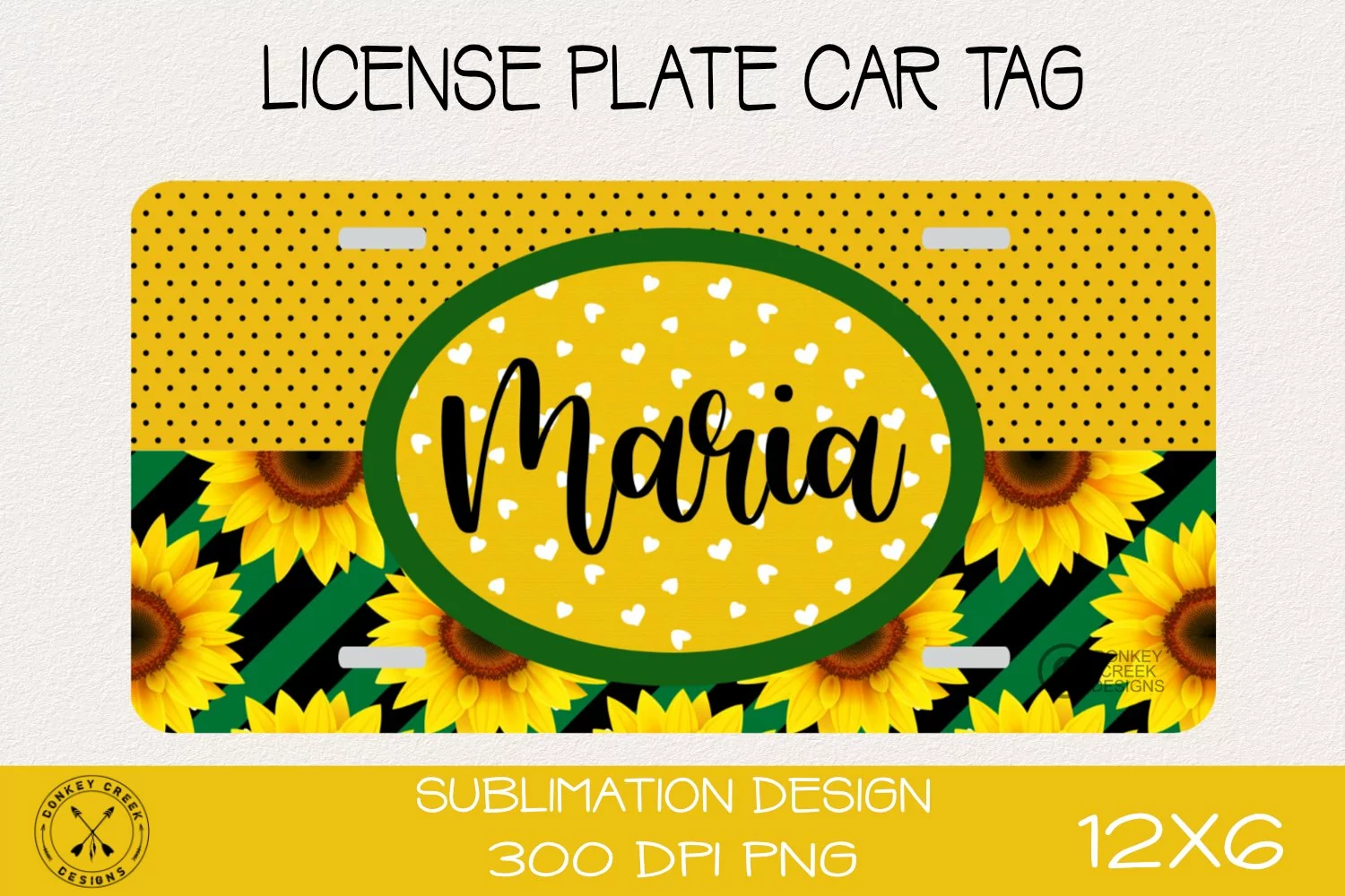 License Plate Sublimation Monogram |Sunflower PNG