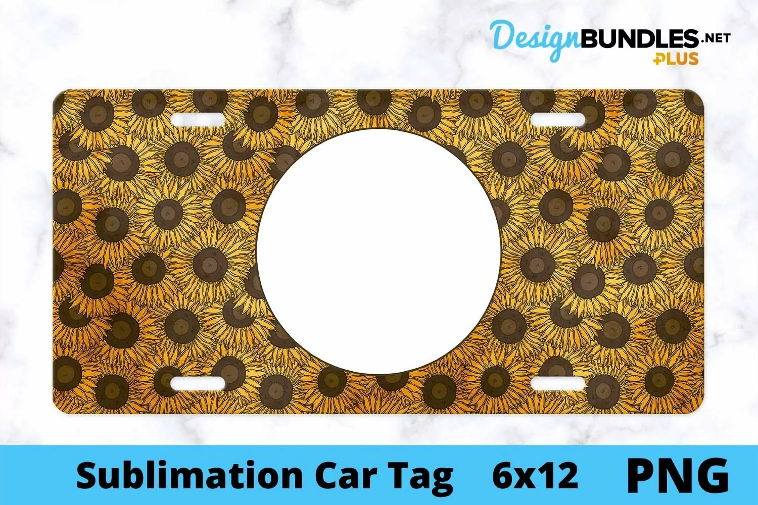 Sublimation Car Tag - Car Tag PNG - Sunflower Monogram product image 1