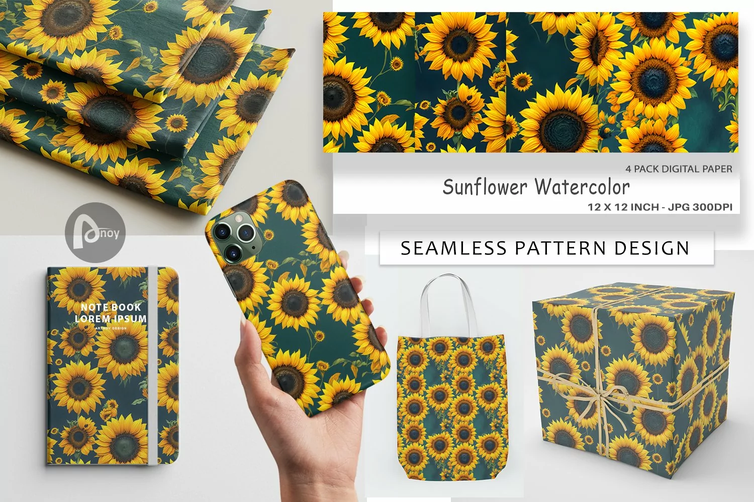 Digital Paper Sunflower Watercolor product image 1
