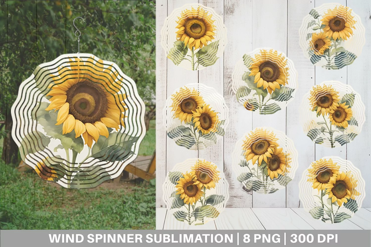 Sunflower Watercolor Wind Spinner | Sublimation Spinner Desi product image 1