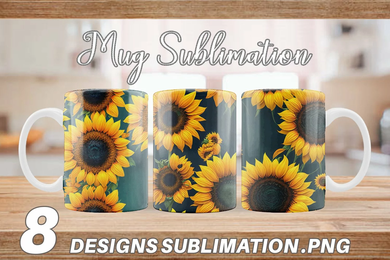 Sunflower Watercolor Mug sublimation design product image 1