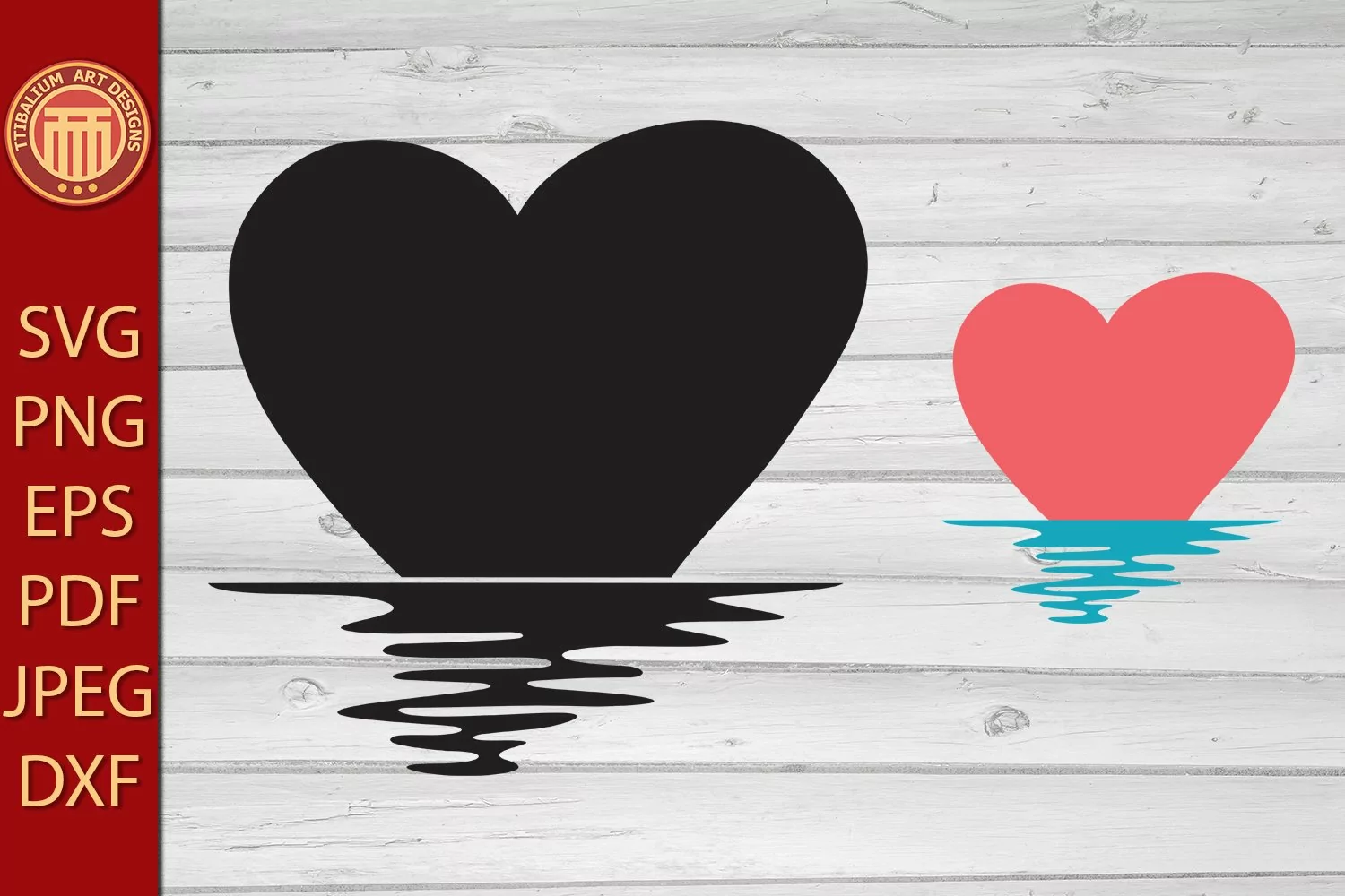 Sunset Heart Reflection - eps, jpg, dxf, svg, pdf, png files product image 1