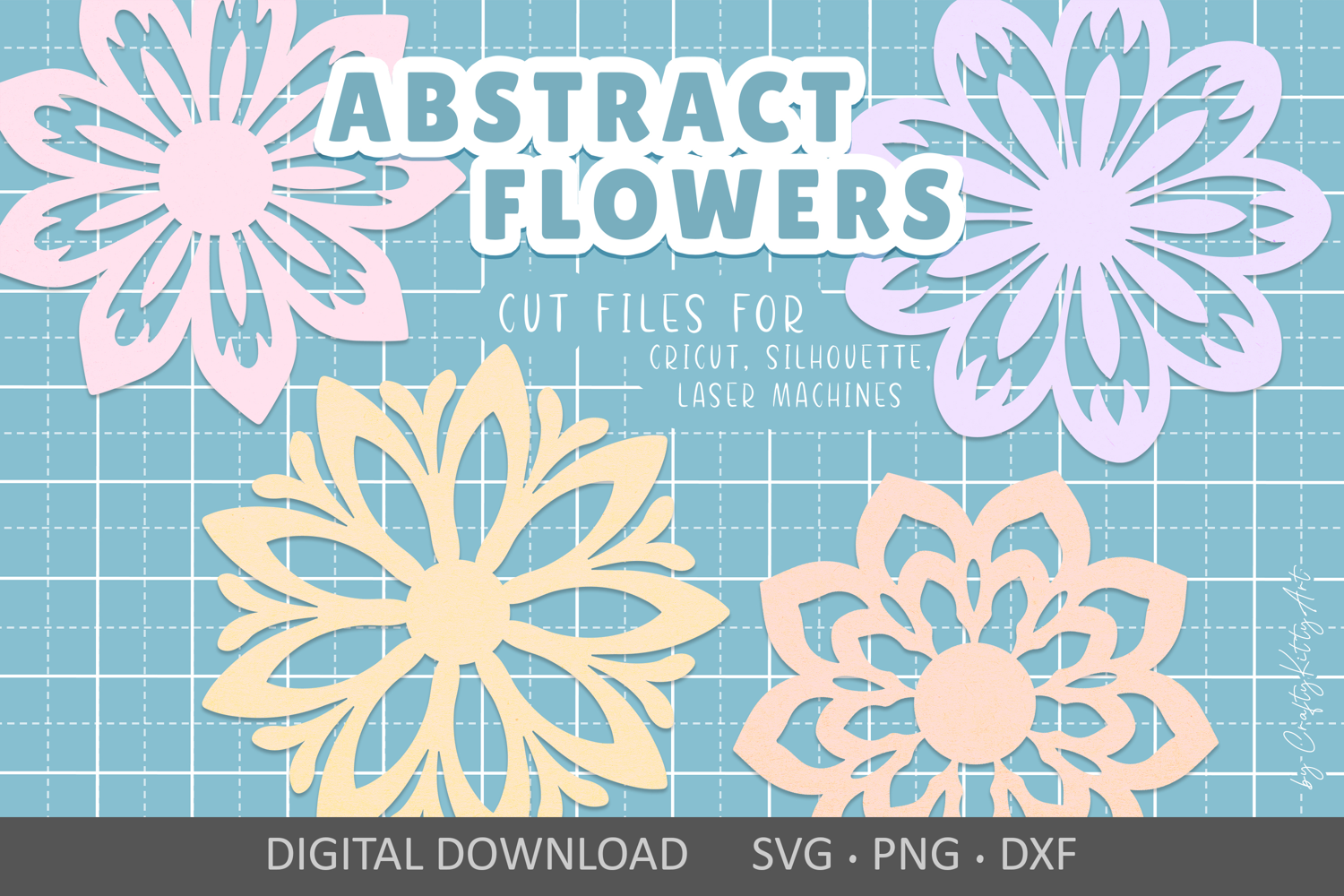 Flowers papercut laser cutting SVG files, Floral silhouettes product image 1