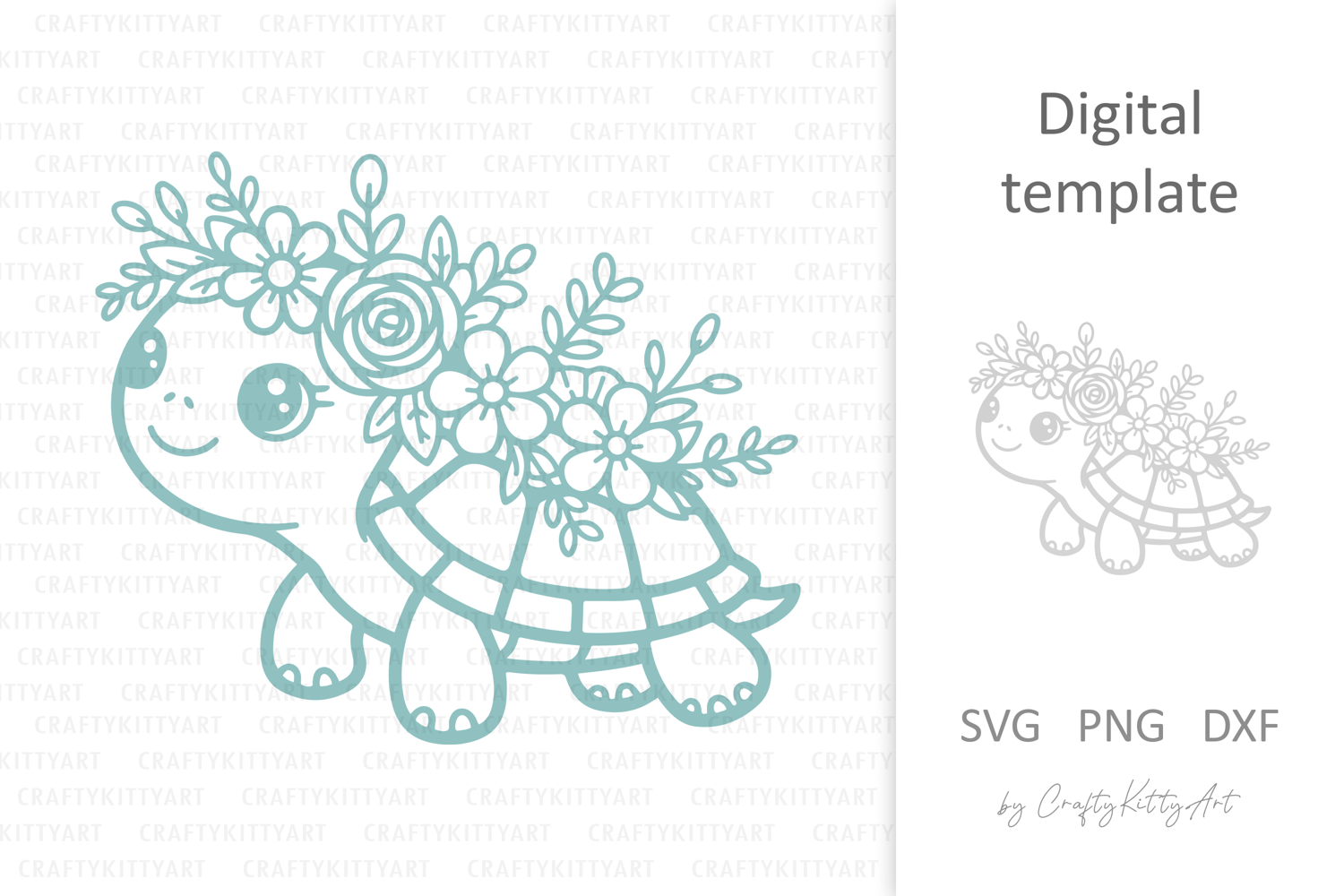 Cute turtle in flower crown SVG. Baby animals with flowers. product image 1