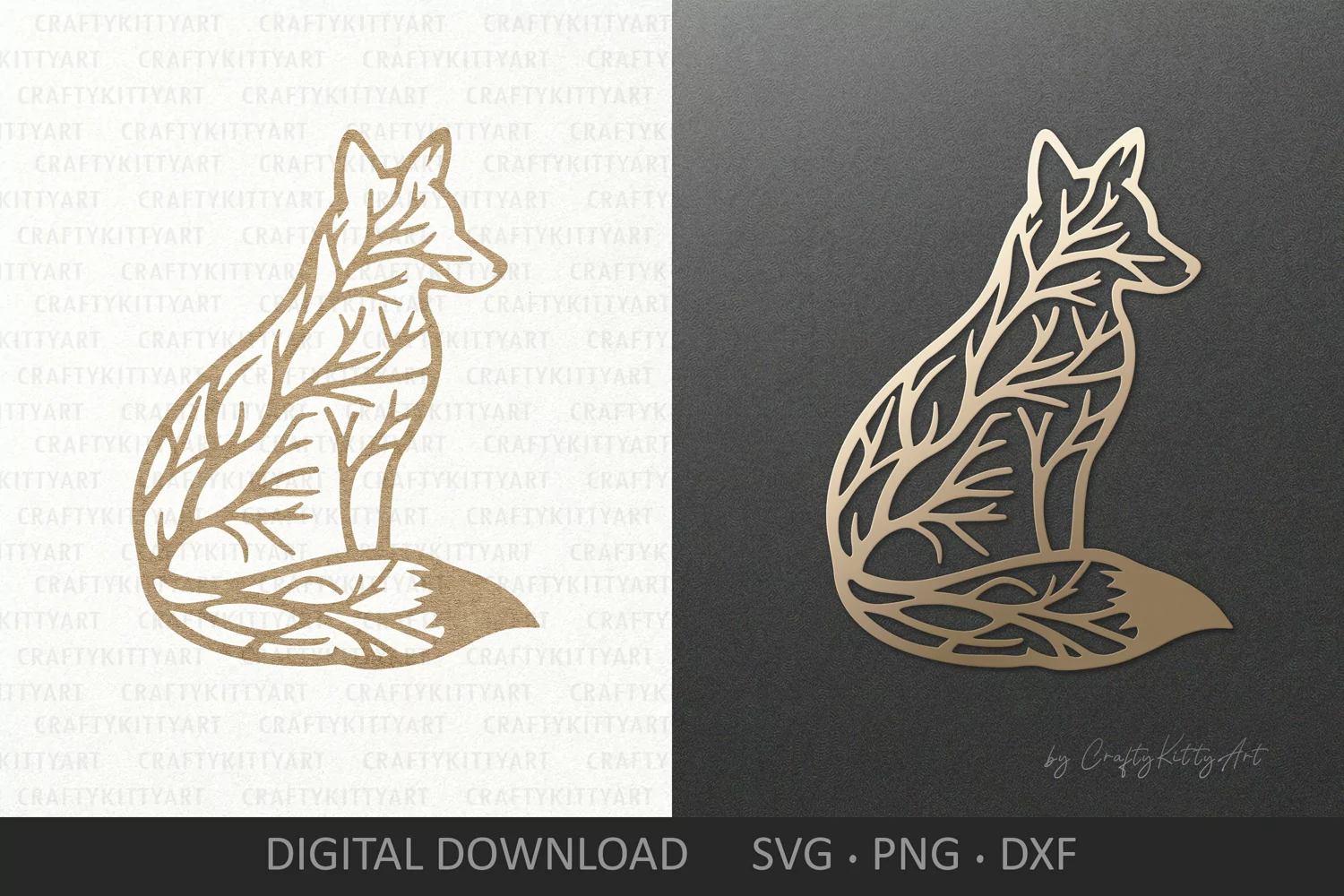 Fox SVG forest tree silhouette. Fox SVG laser cut wall art product image 1