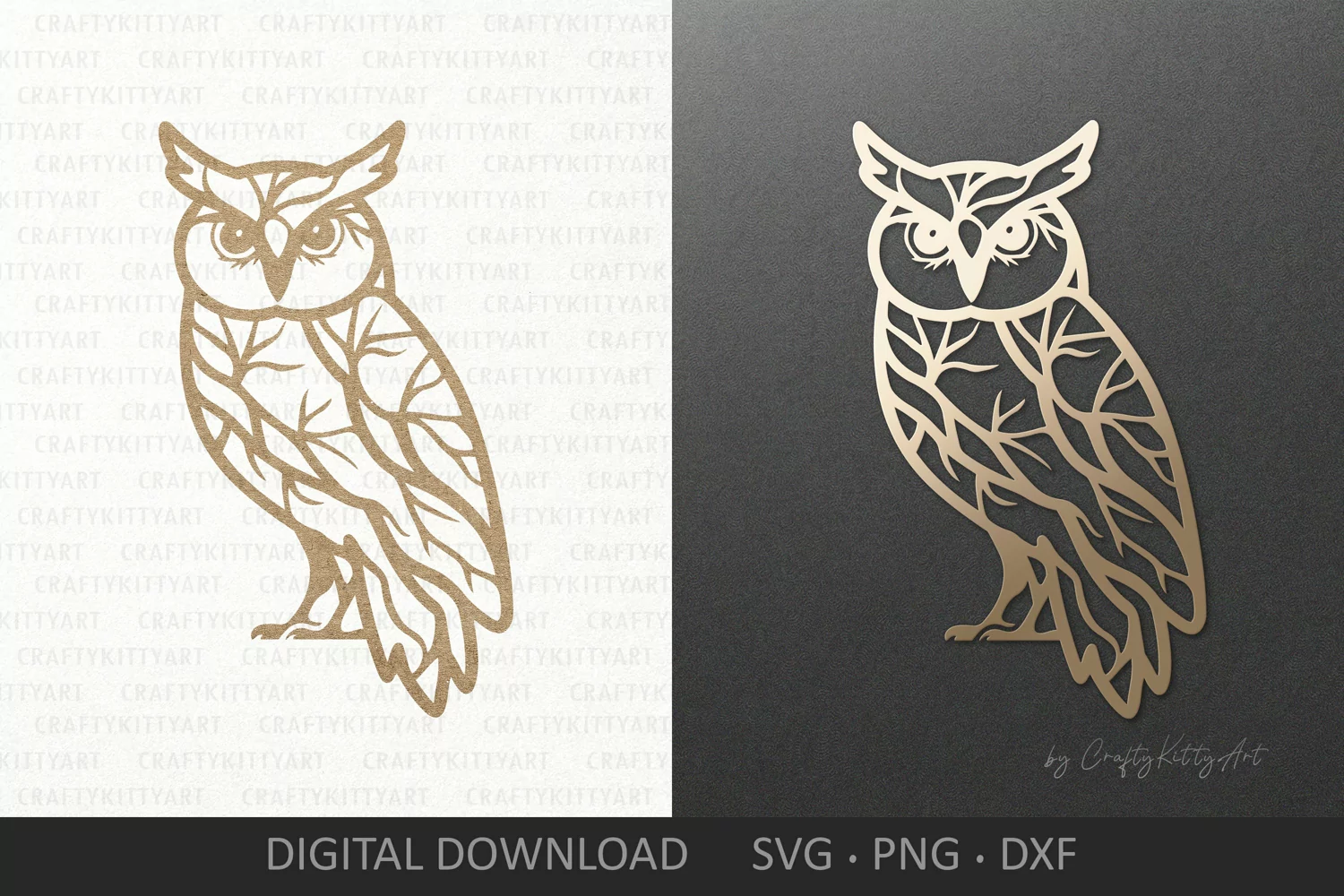 Owl SVG forest tree silhouette. Owl SVG laser cut wall art product image 1