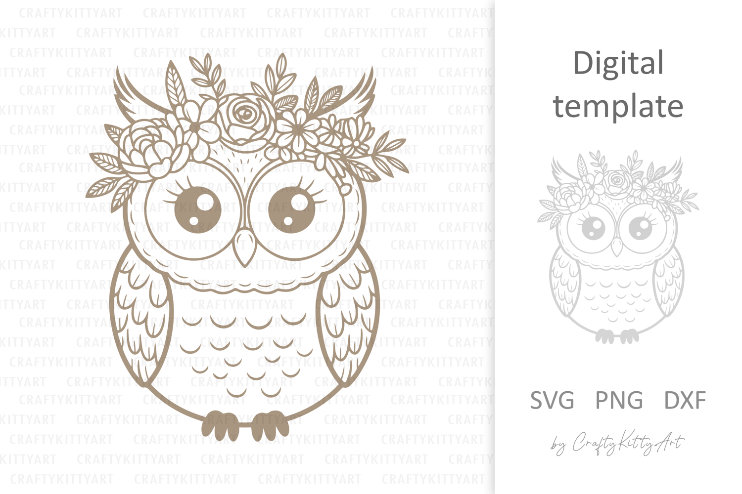 Cute owl in flower crown SVG. Baby animals with flowers product image 1