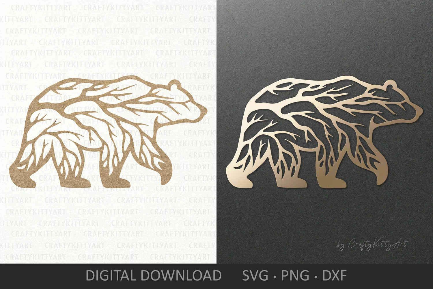 Bear SVG forest tree silhouette. Bear SVG laser cut wall art product image 1