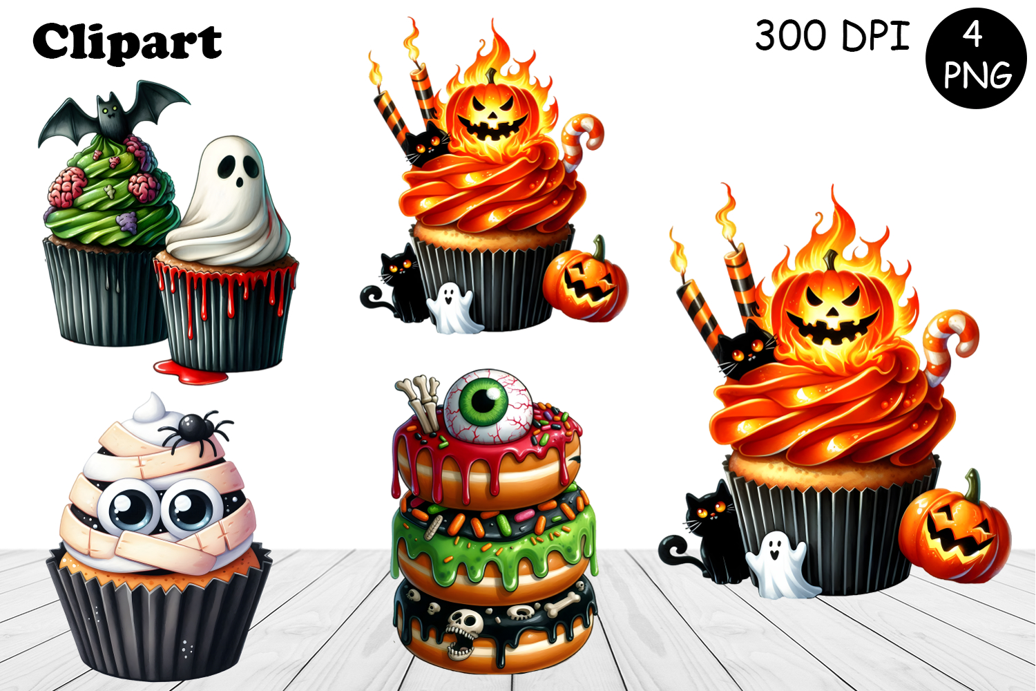 Sweet Halloween Cake, sarcastik watercolor clipart product image 1