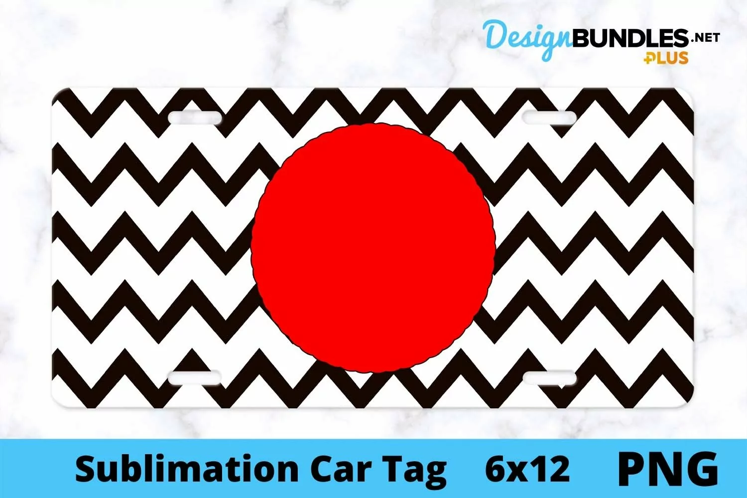Sublimation Car Tag - Car Tag PNG - Chevron Red Monogram product image 1