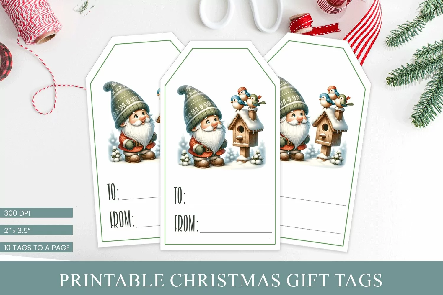 Christmas Gift Tags| Printable Gnome Tags product image 1