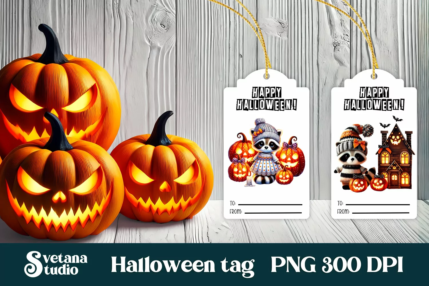 Halloween tags printable | Halloween raccoon gift tag product image 1