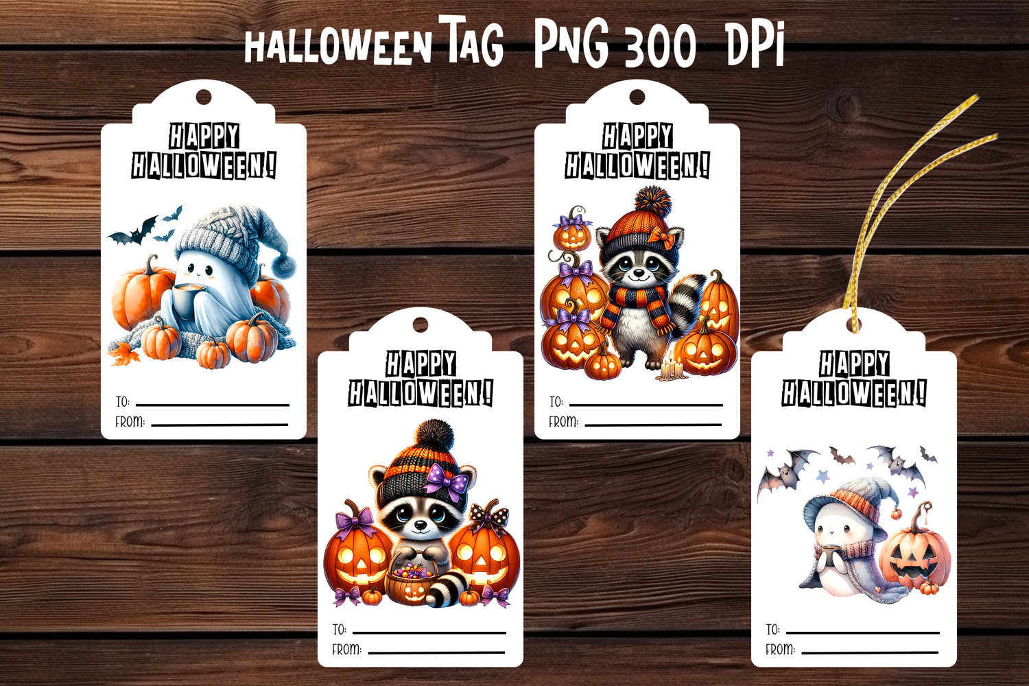 Halloween ghost tags printable | Halloween gift tag PNG product image 1
