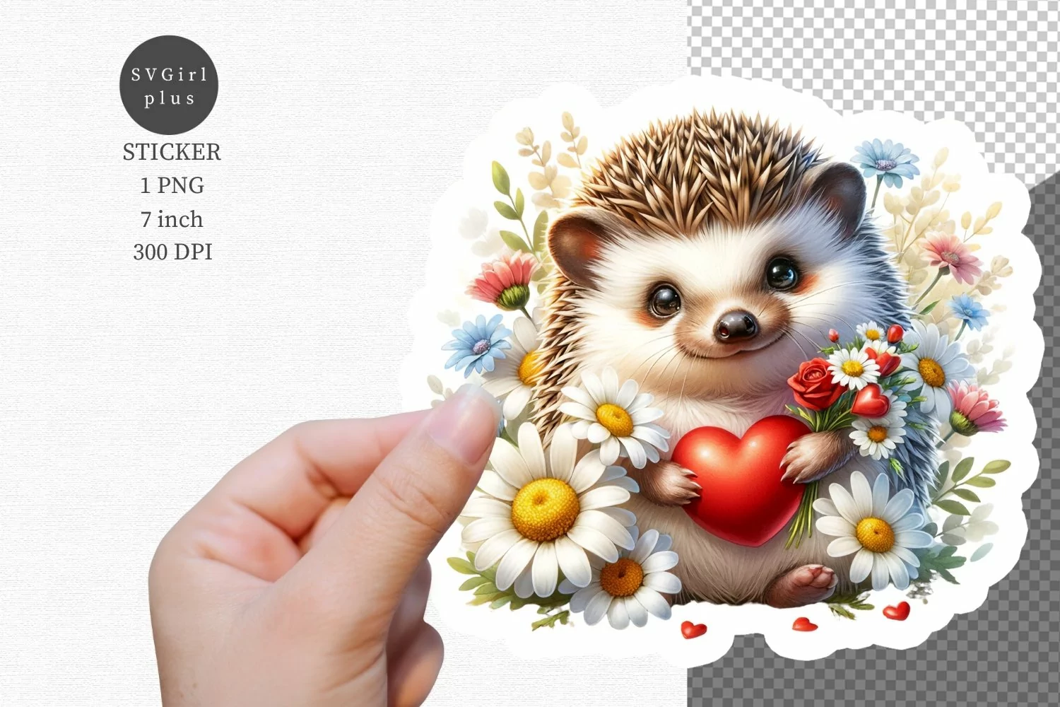 Valentines day sticker, Hedgehog sticker, product image 1