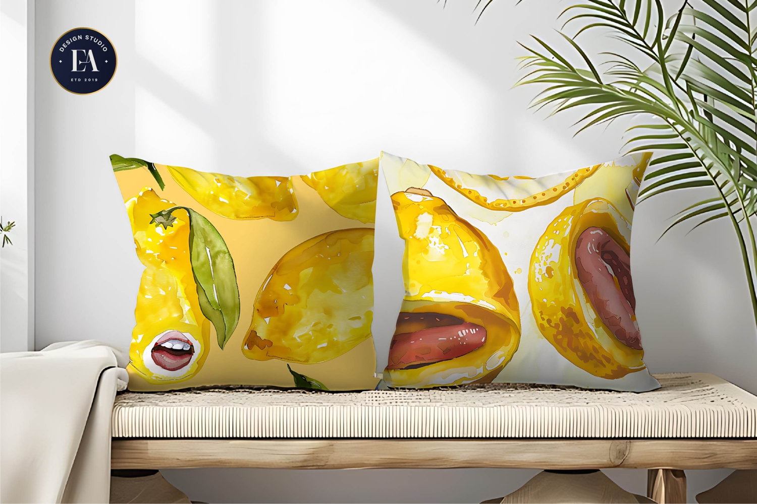 Whimsical Talking Lemons Watercolor Funny Digital Paper product image 1