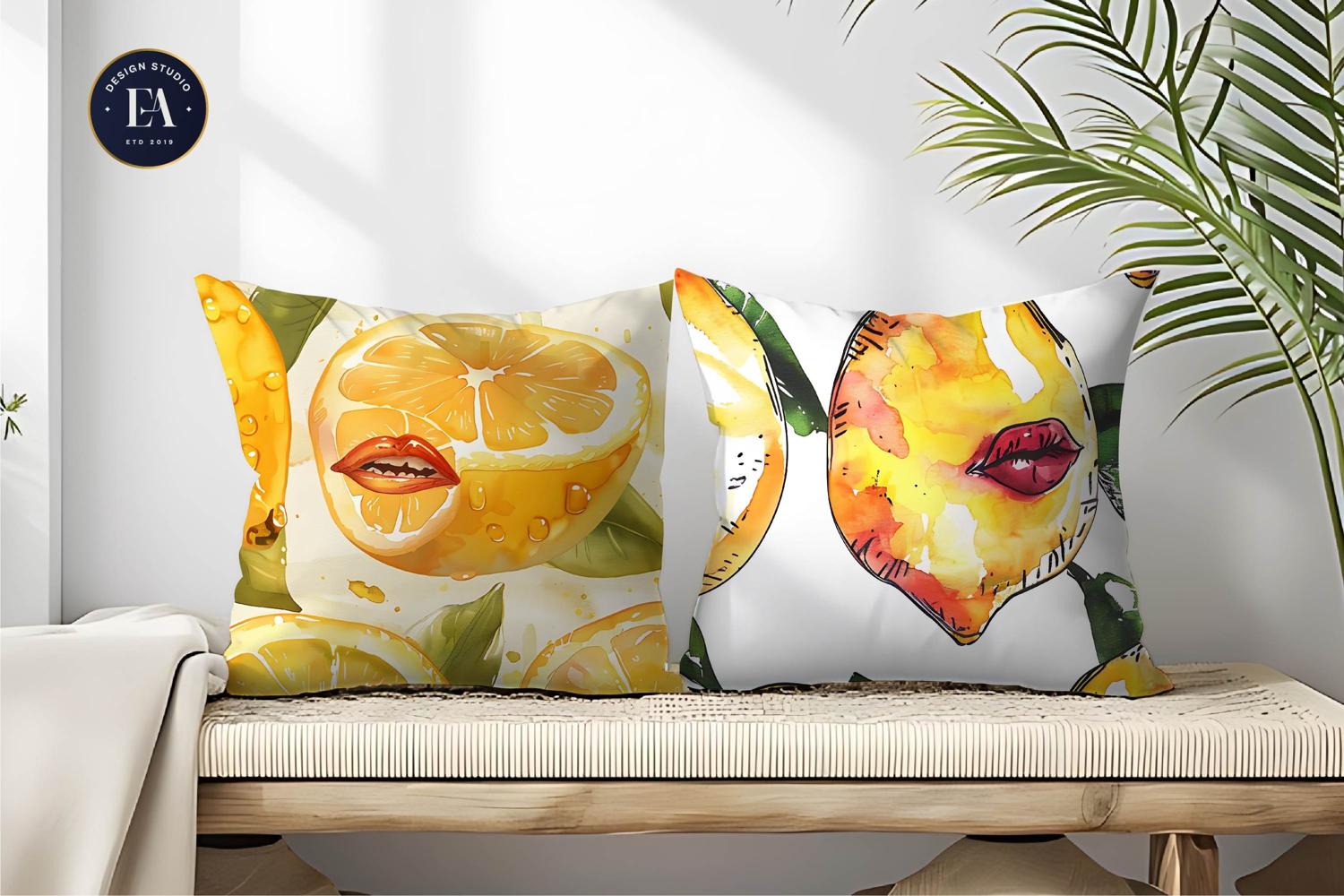 Quirky Talking Lemons Watercolor Cartoon Digital Paper product image 1
